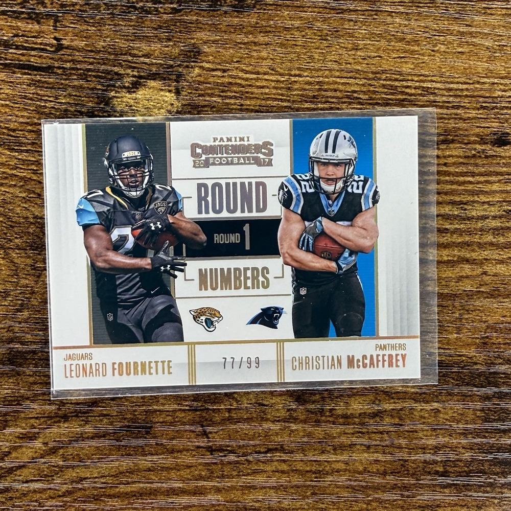 2017 Contenders McCaffrey Fournette Round Numbers Gold RN-2 77/99